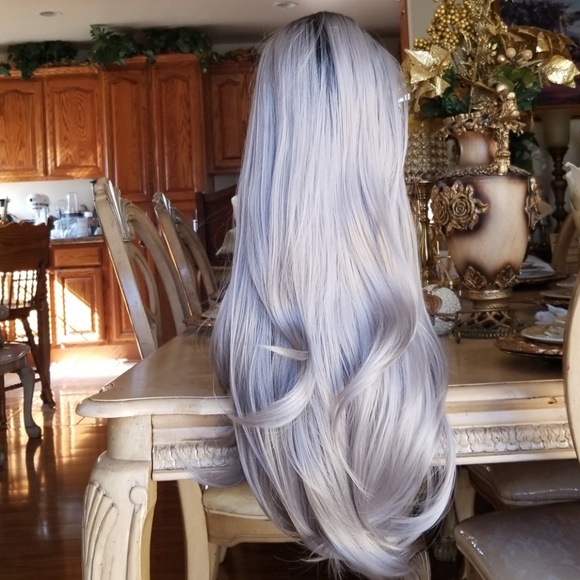 Ombre Black Gray Beauty Lace Front Wig main image 6